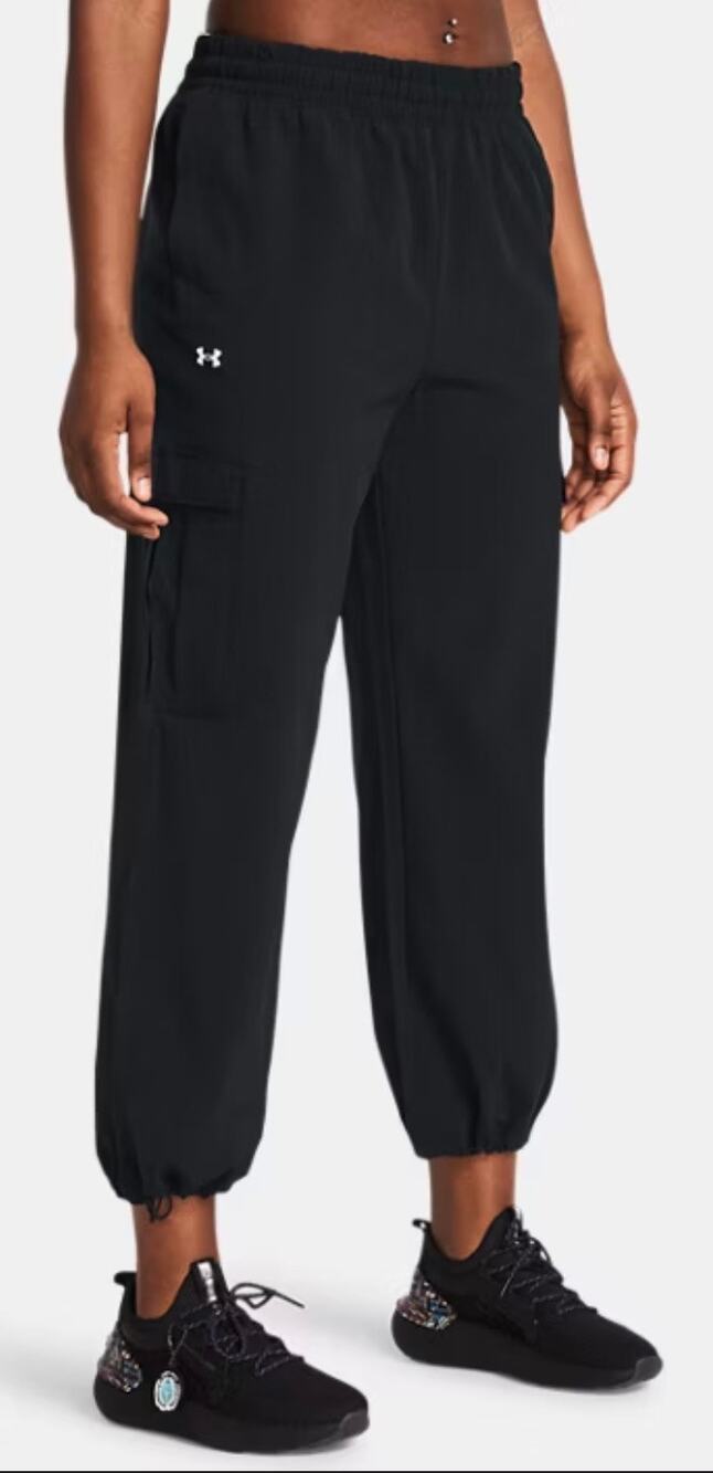 Under Armour Women's Woven Cargo Pant Black Gym Athletic Size Medium
